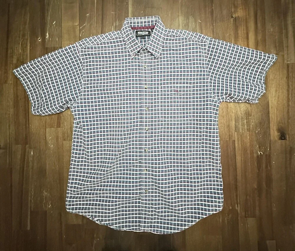 Vintage Resistol Rodeo Gear Shirt Mens Large Teal Red Plaid Western Cowboy 90s